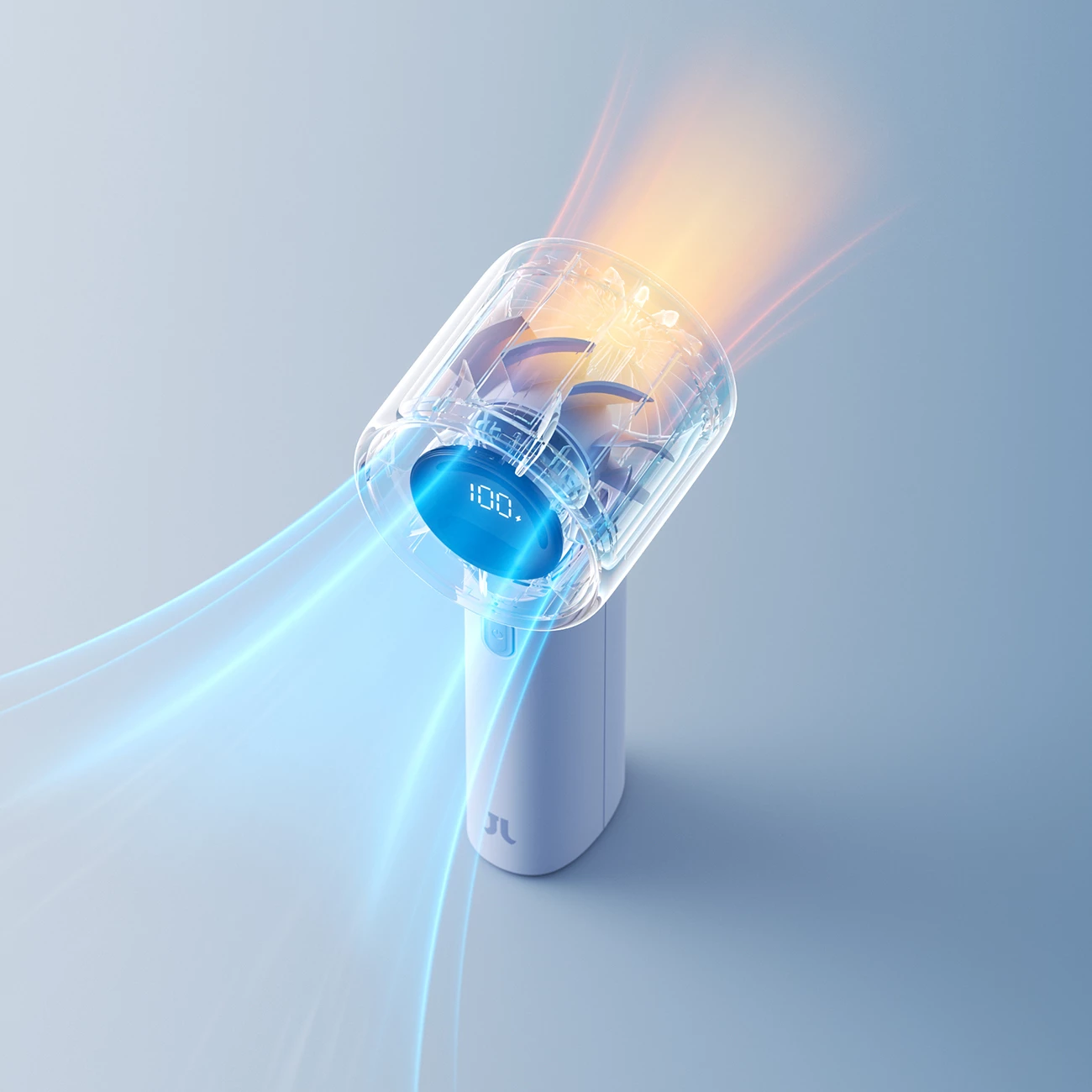 Ventilator dore Jisulife Handheld Fan 10S, bateri 5000mAh, USB-C, 5 nivele, ekran LED, blu