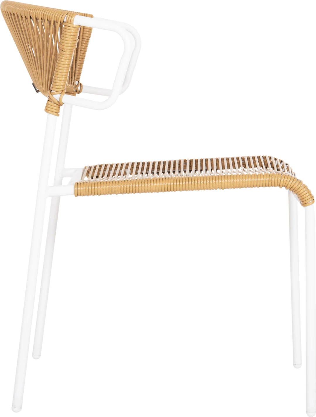 Karrige SUKI FH6053.01 metalike, ngjyrë e bardhë dhe ratan sintetik, ngjyrë natyrale, 54x62x80H cm