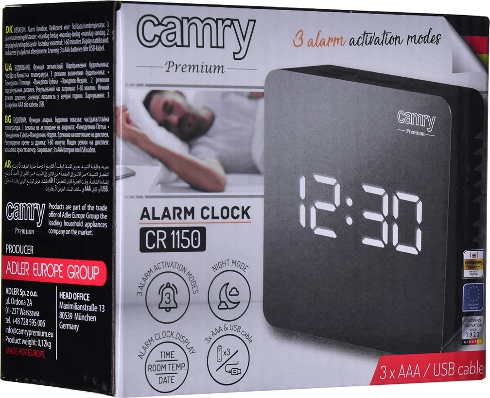 Orë alarmi Adler CAMRY CR 1150b me ekran LED, e zezë