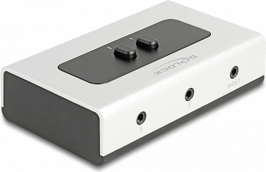 Switch audio DeLOCK 2-në-1, jack 3.5mm 4-pin, bidireksional manual, i zi/gri