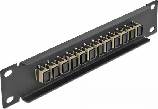 Patch panel fiber optik DeLOCK 10", 12x SC Simplex, 1U, beige/zi
