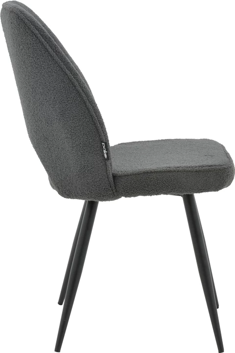 Tavolinë me karrige Gustas-Renish, 7 copë, mermer gri, bouclé gri, 160x80x75cm