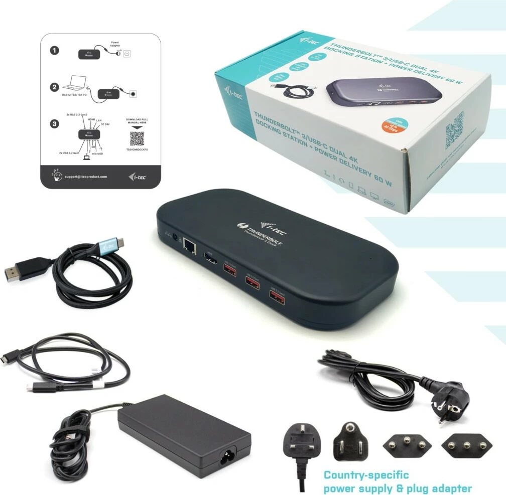 Docking station i-tec Thunderbolt 3/USB-C Dual 4K, 60W, i zi