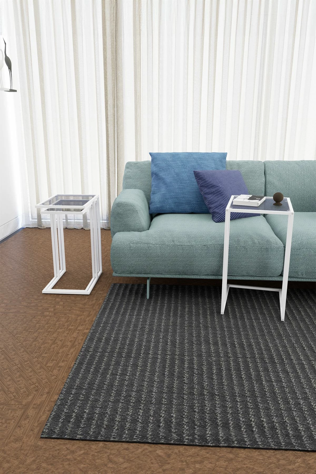 Set tavolinash të vendosshme, 3 copë, Hanah Home Ibiza C, e bardhë, fume