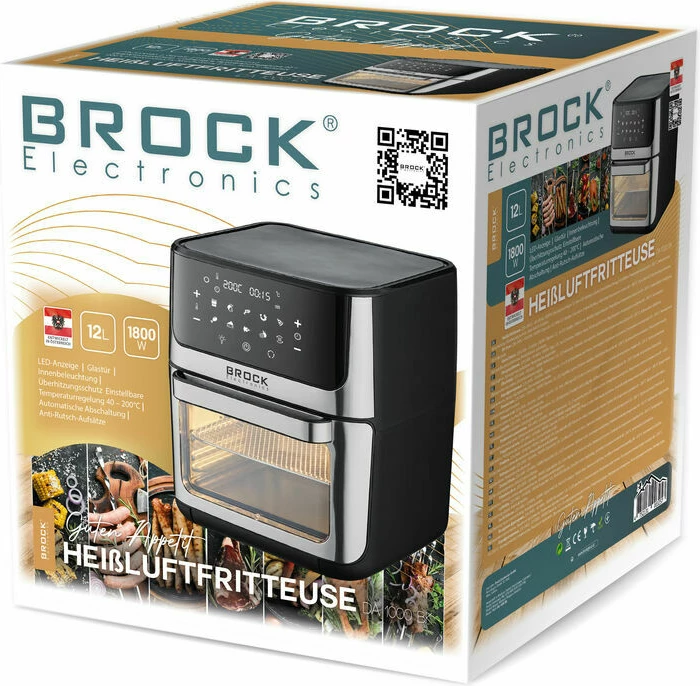 Fritezë me ajër të nxehtë (Air Fryer) Brock DA 1000 BK, 12L, 1800W, e zezë, set me aksesorë