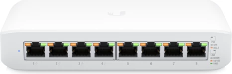 Switch Ubiquiti UniFi USW-Lite-8-POE 8-port Gigabit, 4x PoE+ 802.3af/at, 52W, i bardhë