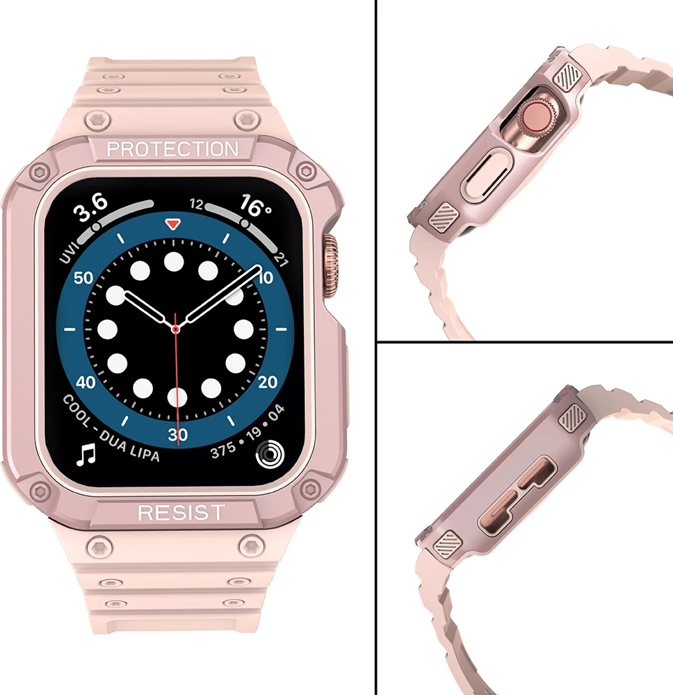 Rrip me mbështjellës për Apple Watch Hurtel Protect Strap Band, 45/44/42mm, Rozë