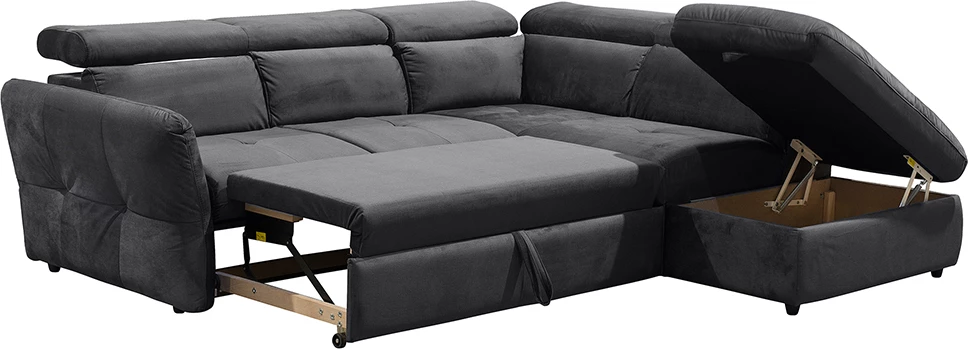 Kënd divan shtrat Monserat, antracit, këndi djathtë, 254x224x90cm