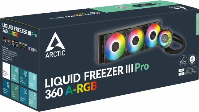 Ftohës uji për CPU ARCTIC Liquid Freezer III Pro 360mm A-RGB, set 3x120mm, i zi