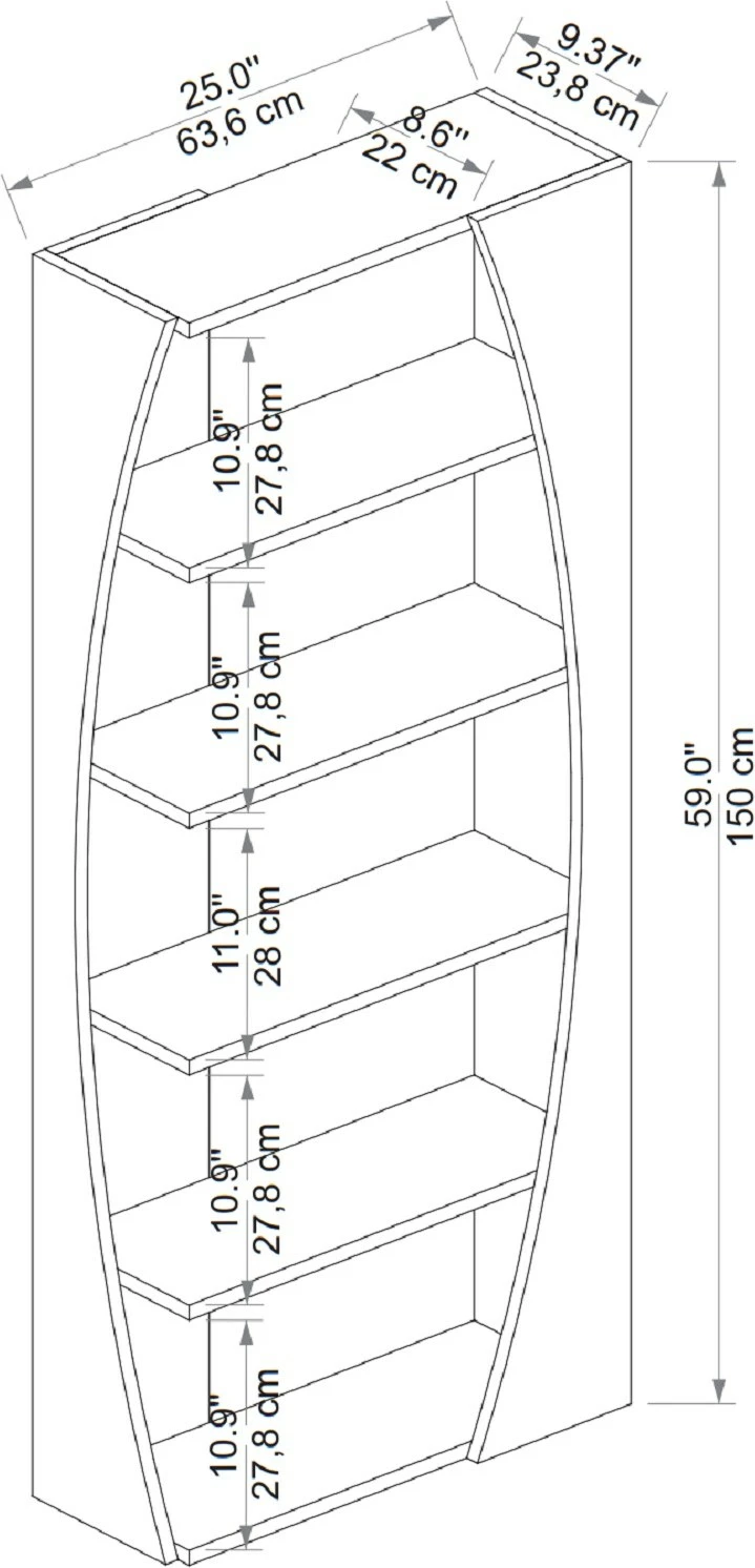 Raft librash Hanah Home, Selge, ngjyrë Atlantic Pine dhe e bardhë