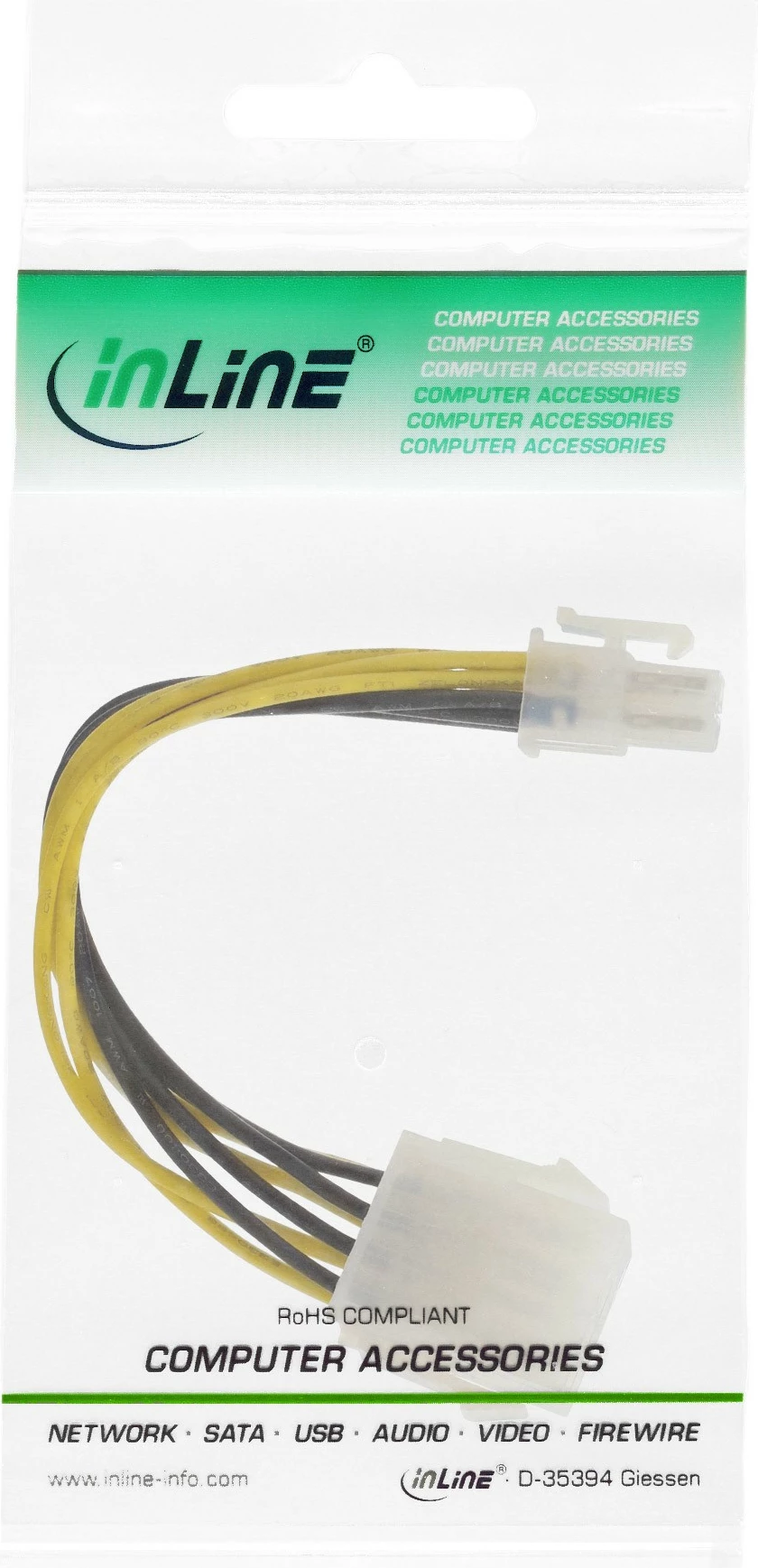 Adapter energjie Intos Inline, 8-pin në 4-pin, kabllo verdhë/zezë