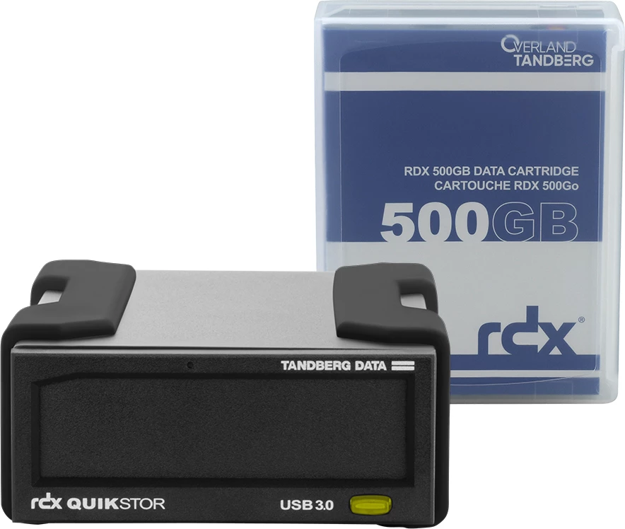 Drive RDX i jashtëm, Tandberg Data, QuikStor 8863-RDX, USB 3.0 me kasetë 500GB, e zezë, multipack