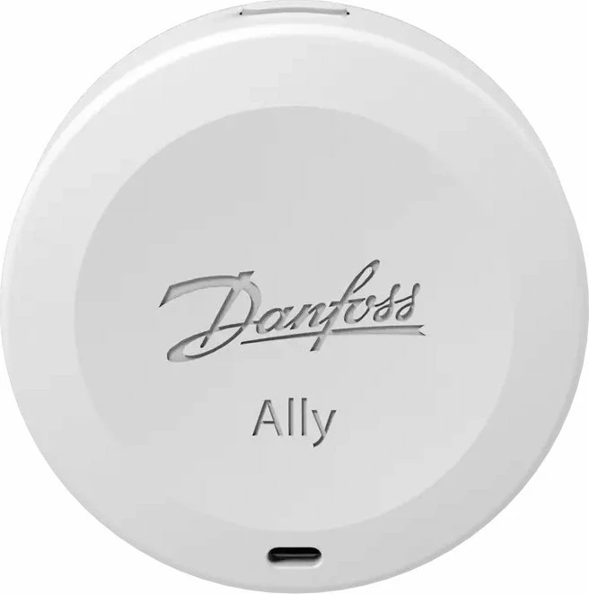 Termostat dhome Danfoss Ally 014G2480, Zigbee 3.0, me bateri, matje temperature & lagështie, i bardhë