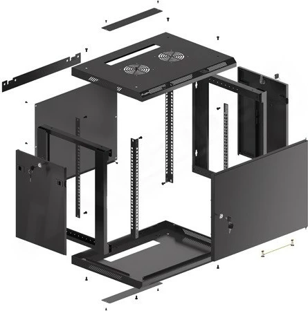Kasë rrjeti e varur Lanberg WF01-6409-00B, 9U, 600x450 mm, e zezë