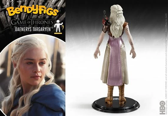 Figurinë koleksionuese NOBLE COLLECTION Bendyfigs Game of Thrones Daenerys Targaryen 18 cm, me dragua (aksesor)