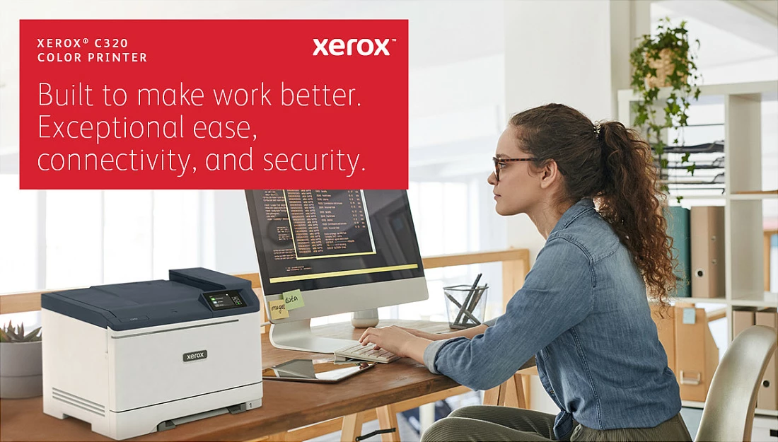 Printer lazer me ngjyra Xerox C320 DNI, A4, Duplex, Wi‑Fi, Ethernet, 33 ppm, bardhë/gri