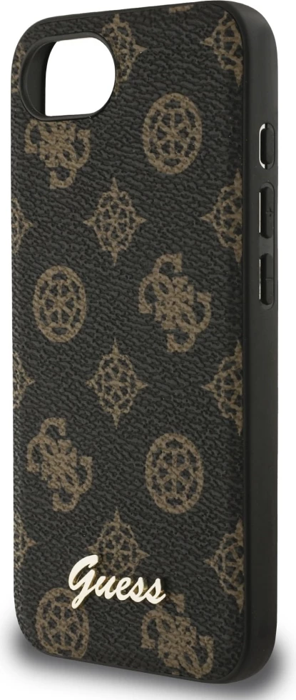 Mbështjellës Guess Peony Script Logo MagSafe për iPhone 16e, i zi