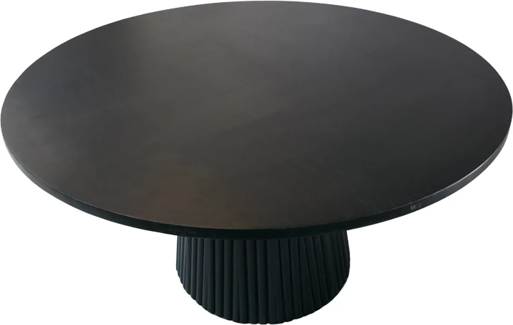 Tavolinë kafeje Canicule I, dru akacie i fortë, ngjyrë e zezë, D80x40cm