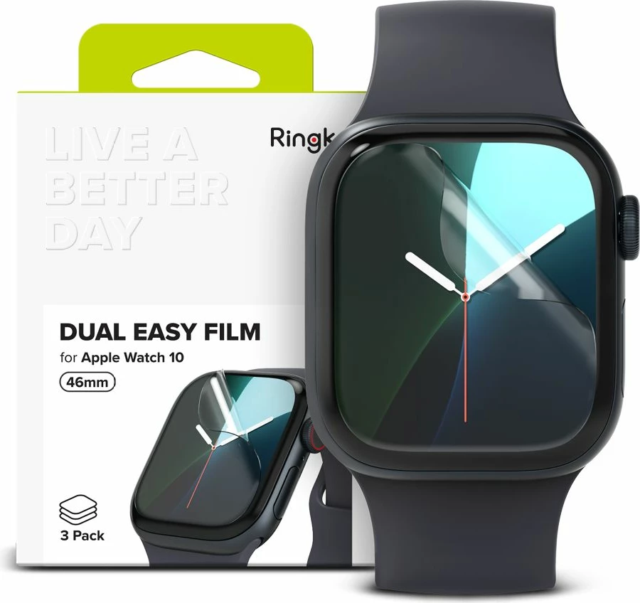 Folie mbrojtëse Ringke Dual Easy, për Apple Watch 10, 46 mm, 3 copë