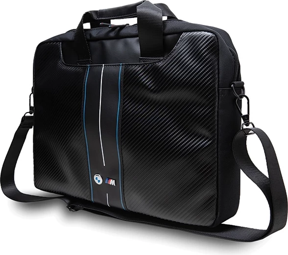 Çantë laptopi BMW Carbon Blue Stripe, 16 inç, e zezë