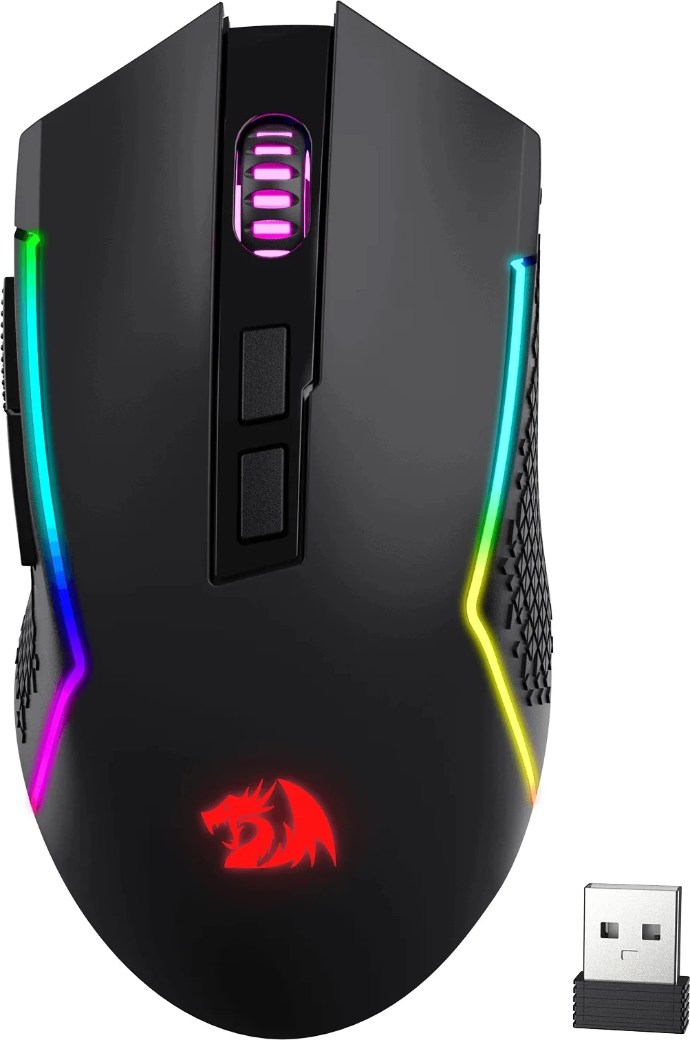 Maus gaming Redragon Trident Pro M693-RGB, 3 lidhje (USB-C/2.4G/BT), 7 butona, deri 8000 DPI, RGB, i zi
