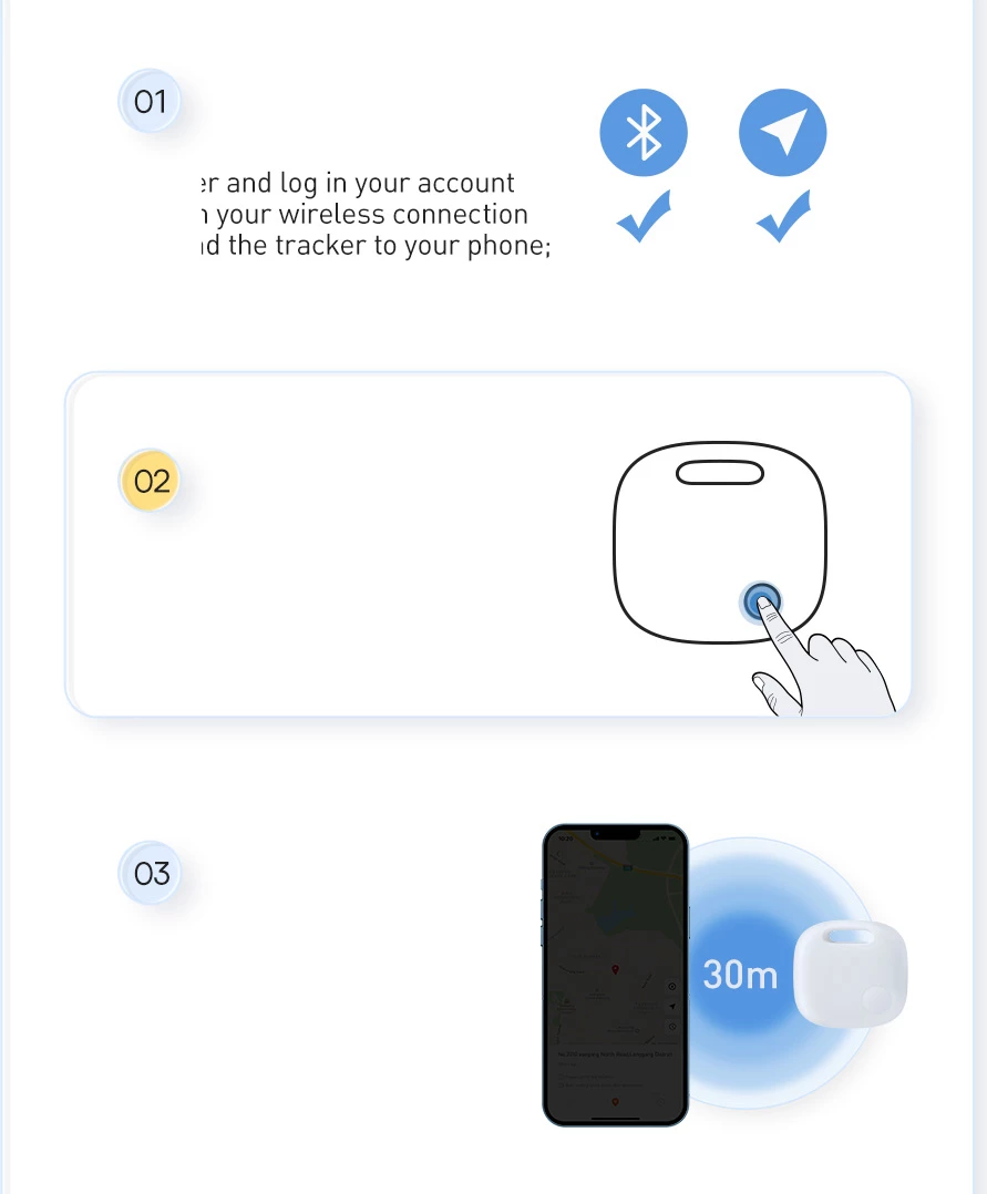 GPS tracker i mençur Baseus T2 Pro për çelësa, çantë, fëmijë, i bardhë