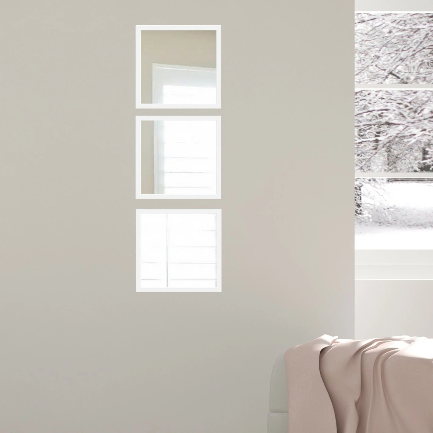 Set pasqyrash (3 copë), Wallity, SETAYNA_072, ngjyrë e bardhë dhe argjend