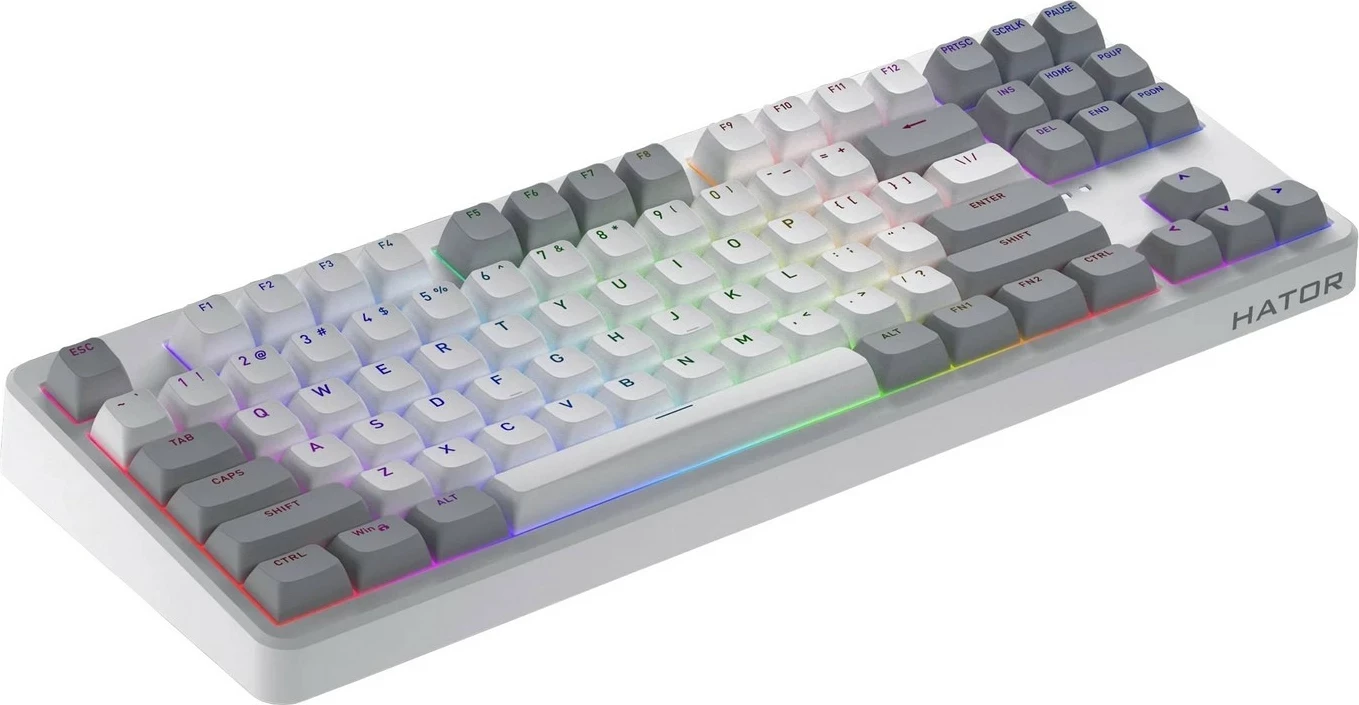 Tastierë mekanike Hator Rockfall 3 TKL Wireless, RGB, Hot-Swap, e bardhë