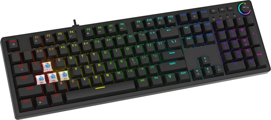Tastierë mekanike gaming SAVIO STYX BLUE, RGB, Outemu Blue, Full-size, e zezë