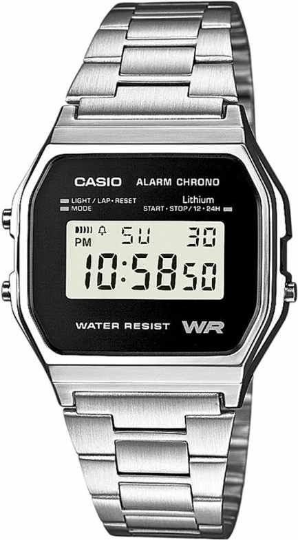 Orë dore digjitale femra CASIO Vintage A158WEA-1EF, argjend