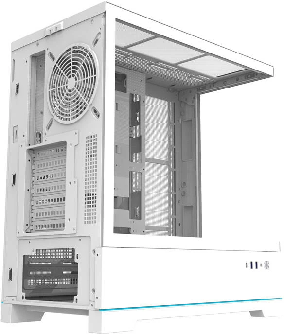 Kasë Darkflash DY451, Big Tower, pa ventilatorë, xham i temperuar, e bardhë
