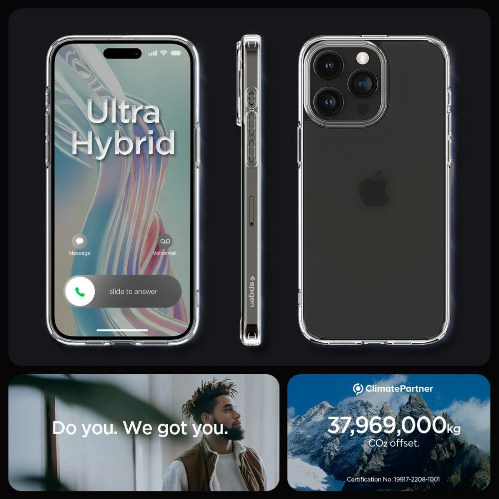Mbështjellës Spigen Ultra Hybrid për iPhone 15 Pro Max, frost clear
