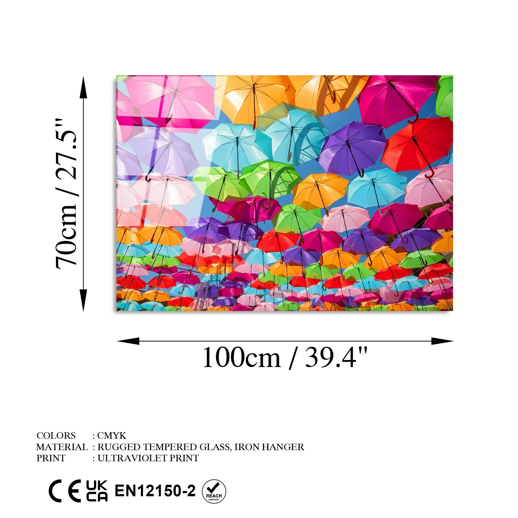 Pikturë dekorative prej xhami të temperuar, shumëngjyrëshe, Wallity UV-227, 70x100cm