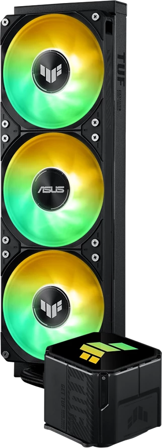 Ftohës AIO me ujë për CPU ASUS TUF Gaming LC III 360 ARGB, radiator 360mm, 3x120mm PWM fan, ARGB, i zi