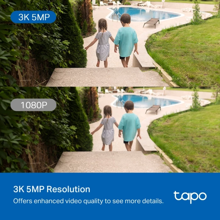 kamerë sigurie Wi‑Fi TP-Link Tapo C530WS 3K 5MP 360° pan/tilt, IP66, bardhë/zezë