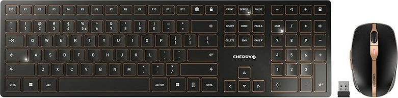 Set tastierë dhe maus Cherry DW 9000 SLIM, wireless, Bluetooth, US, e zezë/bronzi