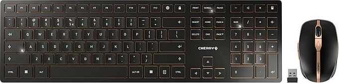 Set tastierë dhe maus Cherry DW 9000 SLIM, wireless, Bluetooth, US, e zezë/bronzi