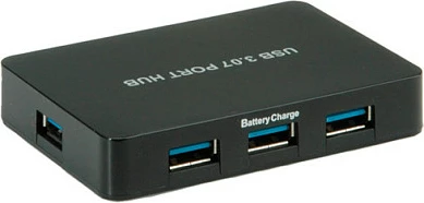 Hub USB VALUE 7-portësh USB 3.2 Gen 1 me adaptor rryme, i zi
