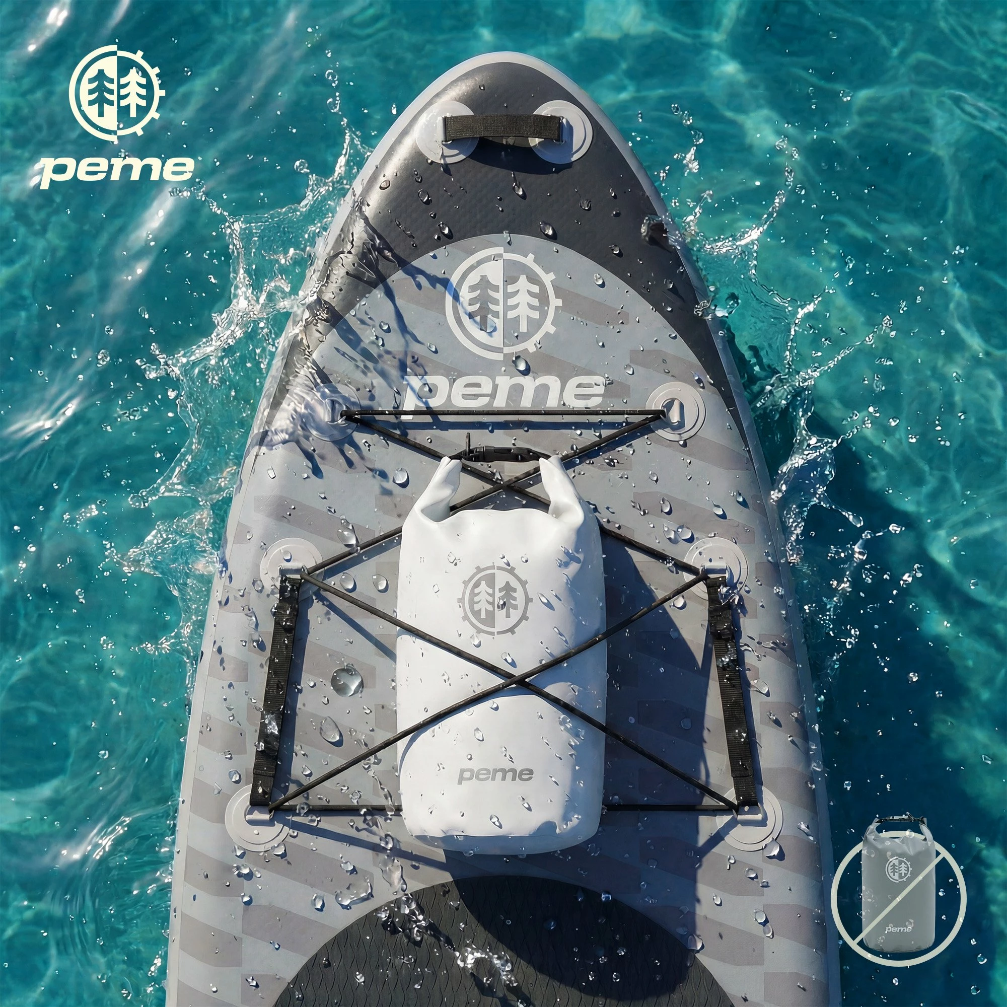 Dërrasë SUP me fryrje Peme Hydro 350x81x15 cm, kapacitet 166 kg, set aksesorësh, gri