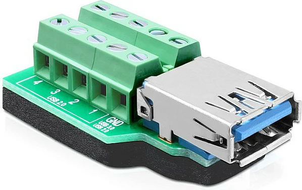 Adapter DeLOCK USB 3.0 Type-A (femër) në terminal bllok 10-pin, i zi/jeshil/argjendtë