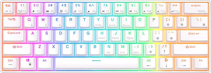 Tastierë mekanike Royal Kludge RK61, 61 taste, RGB, red switch, e bardhë