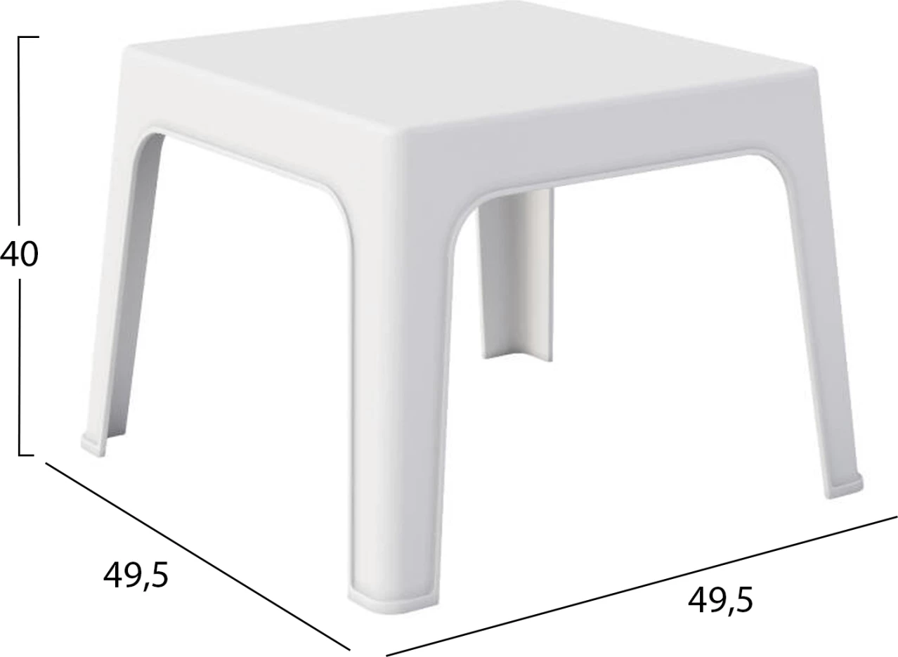 Tavolinë e ulët katrore, polipropilenë e bardhë, SLEEK FH6371.01, 49.5x49.5x40cm 6