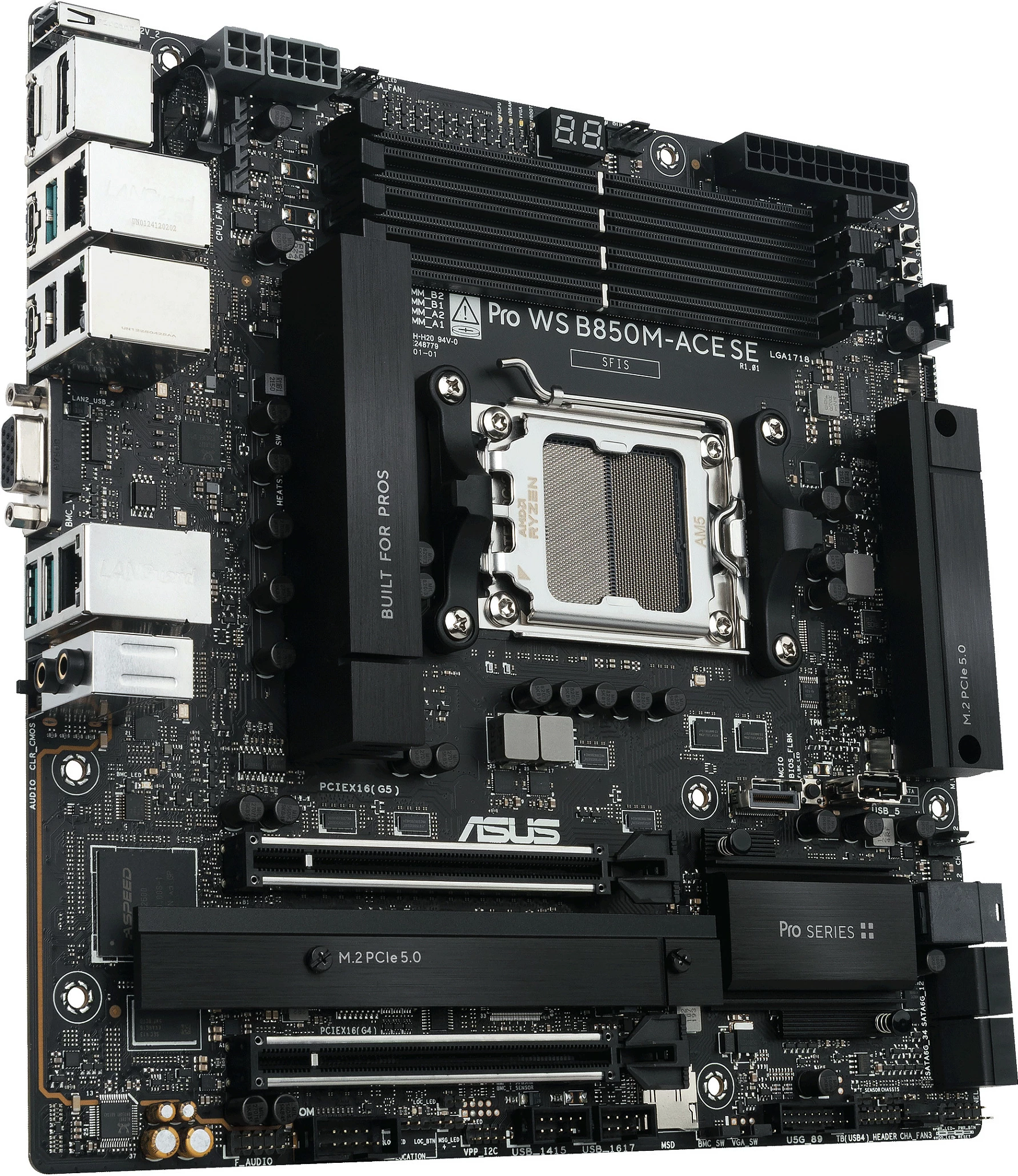 Pllakë amë ASUS Pro WS B850M-ACE SE, Socket AM5, DDR5 deri 256GB, PCIe 5.0, 10GbE/2.5GbE