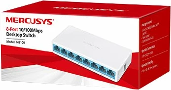Switch Mercusys MS108, 8 porta, Fast Ethernet, i bardhë