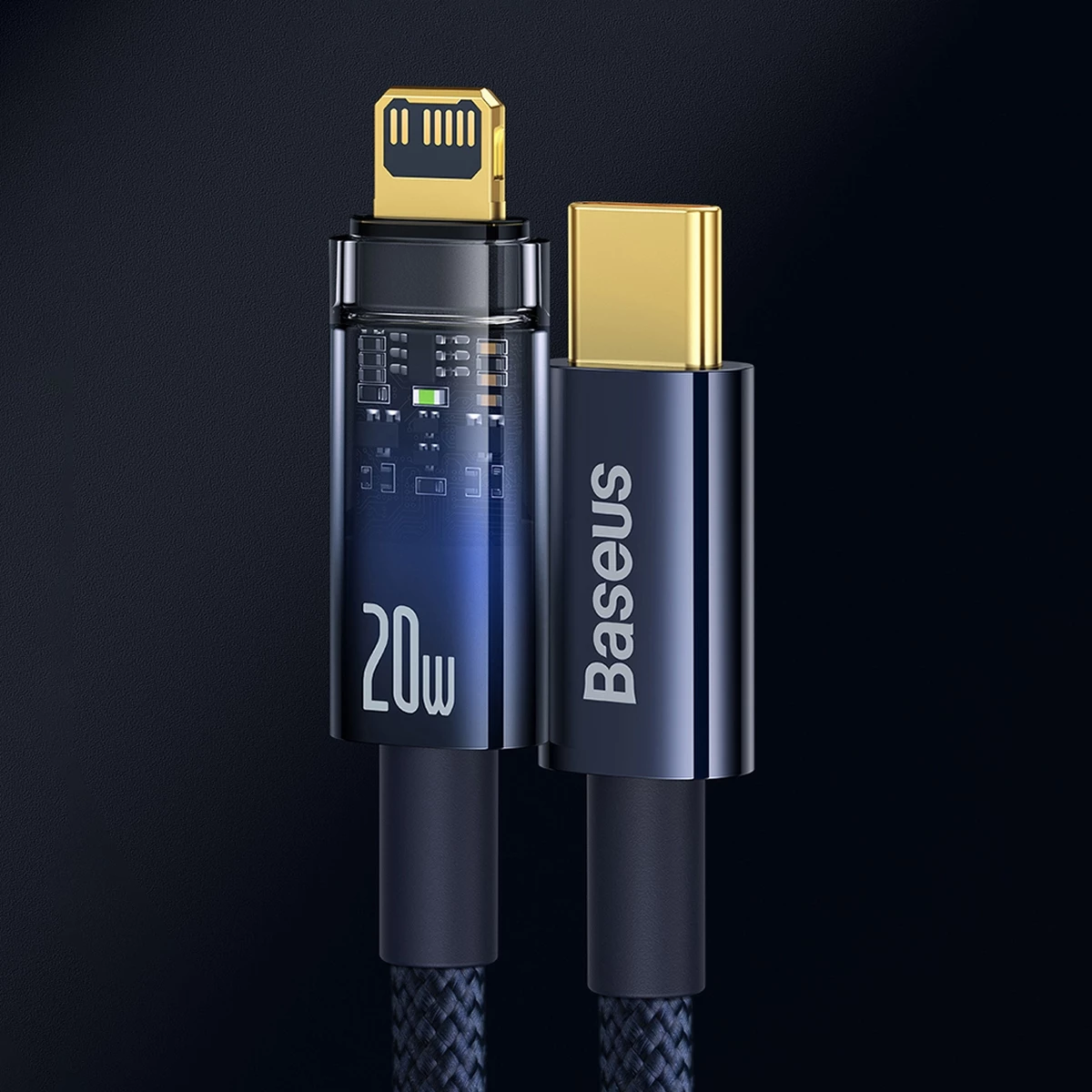 Kabllo Baseus Explorer USB-C në Lightning, 1m, 20W, Kaltër