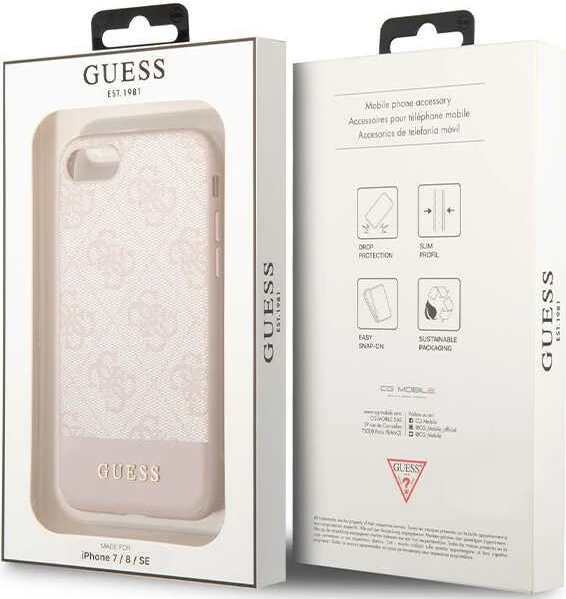 Mbështjellës Guess 4G Stripe për iPhone 7/8/SE 2020/2022, Rozë, Hardcase