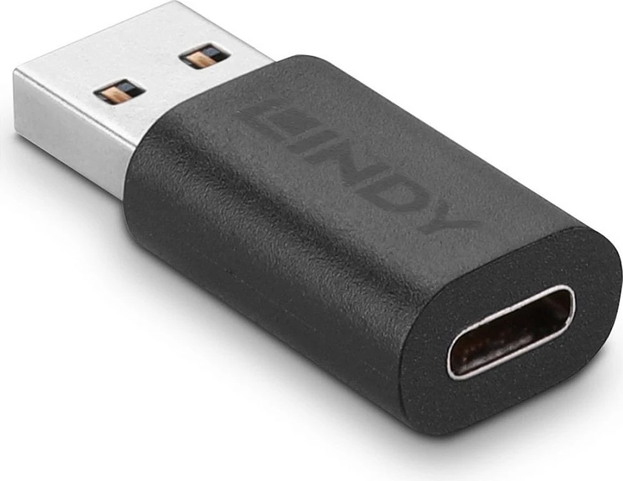 Adapter USB LINDY USB 3.2 Type-A në Type-C, 10Gbps, i zi