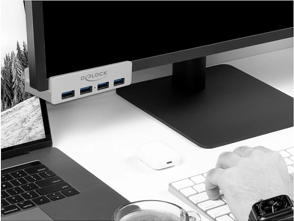 USB hub DeLOCK 64046, 4x USB-A, USB 3.2 Gen 1 5Gbps, metal, argjendtë