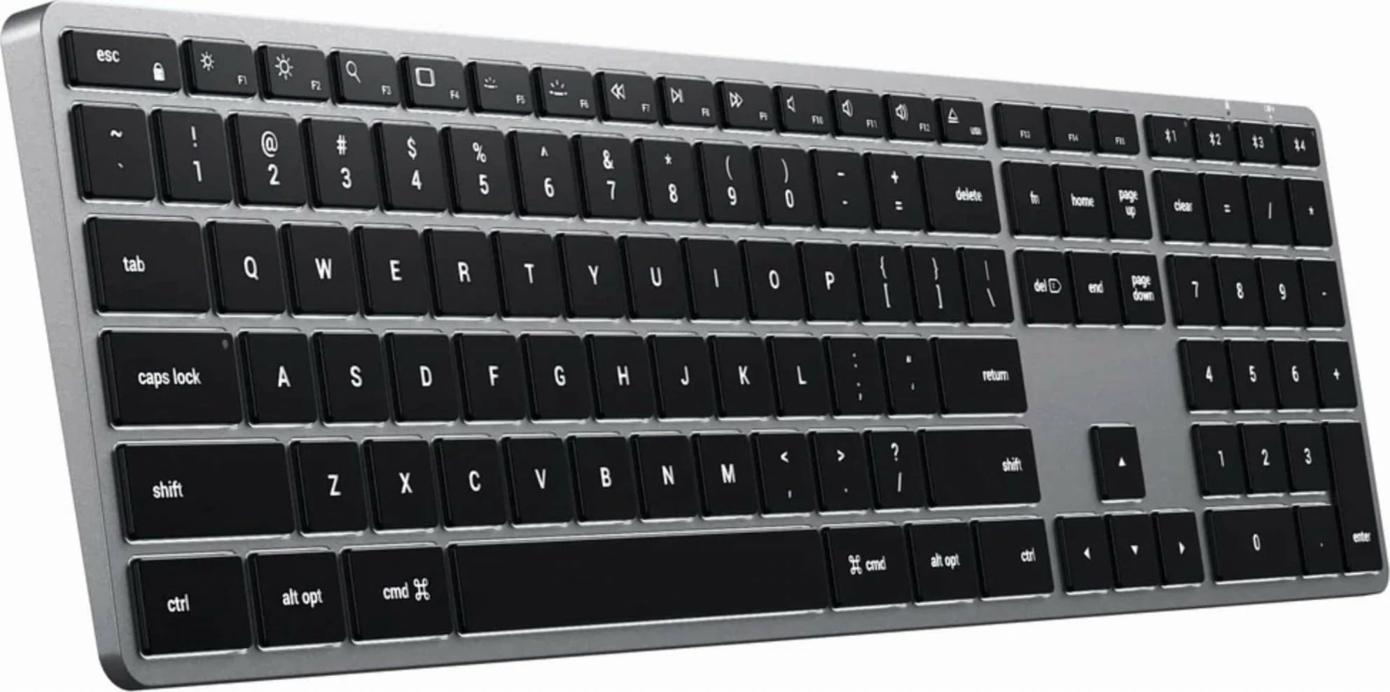 Tastierë Satechi Slim X3 ST-BTSX3M, Bluetooth wireless, US layout, me ndriçim, me numpad, e zezë/gri