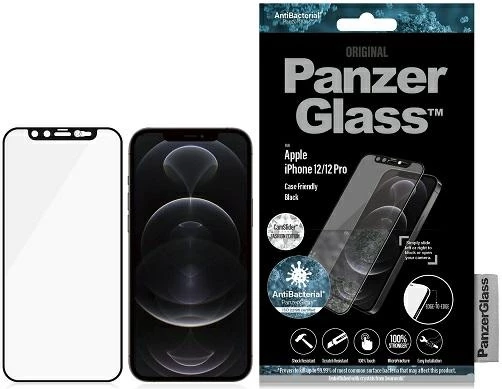 Xham mbrojtës PanzerGlass për iPhone 12/12 Pro, CamSlider me kristal Swarovski, Kornizë e zezë
